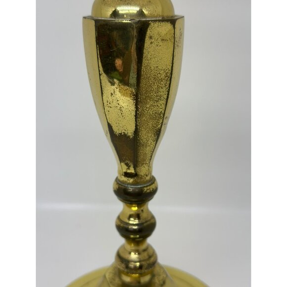 VTG Brass Candlestick Holder 11"x4.5 Ornate Patina Home Decor MCM Hollywood - Picture 5 of 9